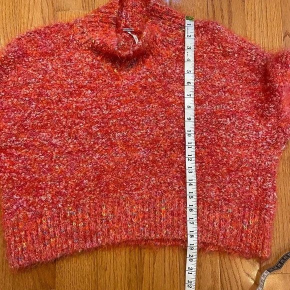 Free People Stardust Orange Pullover Knit Sweater Women's Small oversized shag - Picture 7 of 10